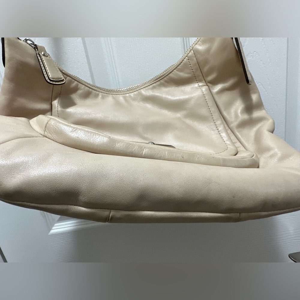 Coach Kristin F22306 Leather Hobo Shoulder Bag Detachable Crossbody in Cream - Picture 7 of 15